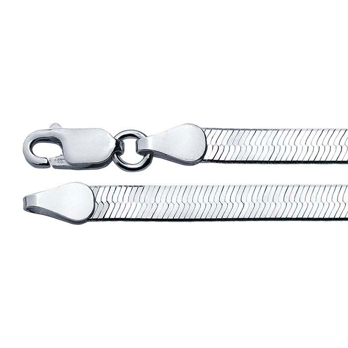 Sterling Silver Rhodium-Plated 4.2mm Herringbone Chain
