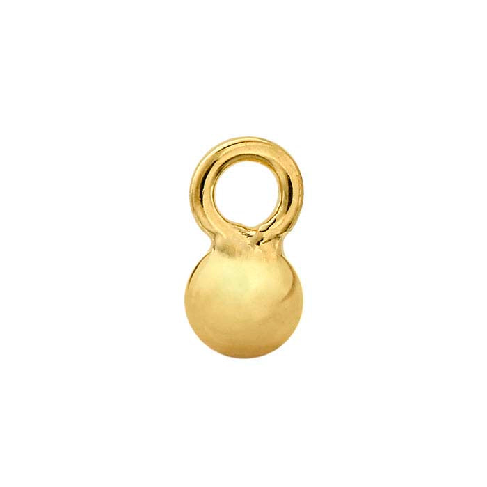 14K Heavy Yellow Gold-Plated Sterling Silver 2mm Ball Dangle Component
