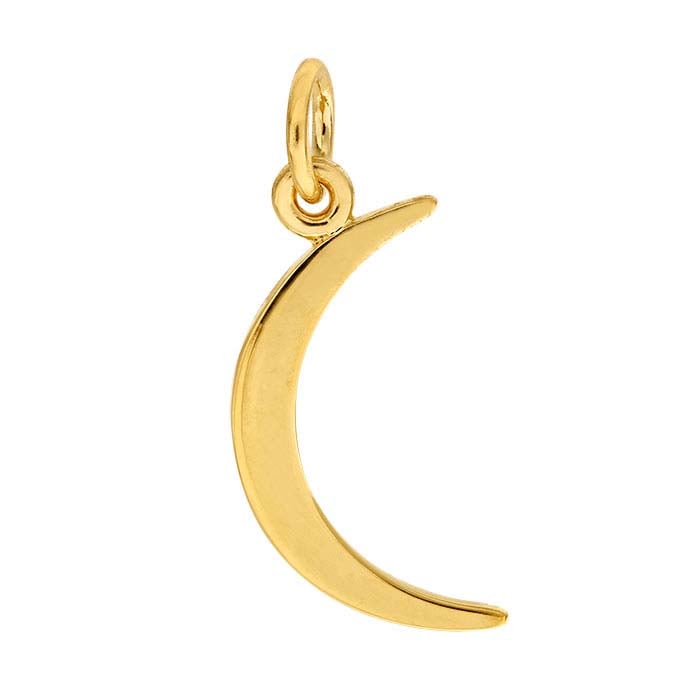 14K Heavy Yellow Gold-Plated Sterling Silver Crescent Moon Pendant