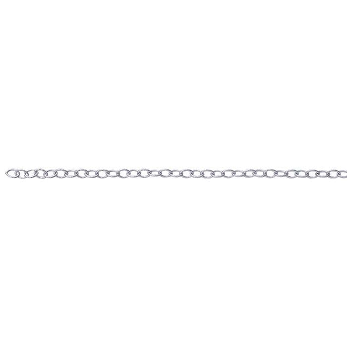 Sterling Silver 4,1 mm vriden mönstrad oval kabelkedja, per fot