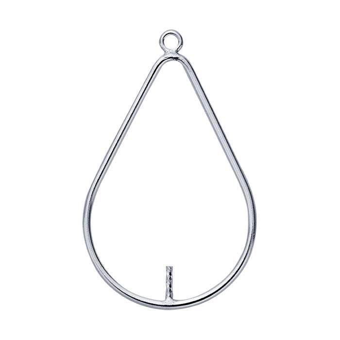 Componente de lágrima de plata de ley con clavija y anillo cerrado