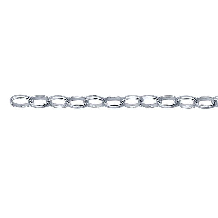 Sterling sølv 2,8 mm oval rolo-kæde, pr. fod