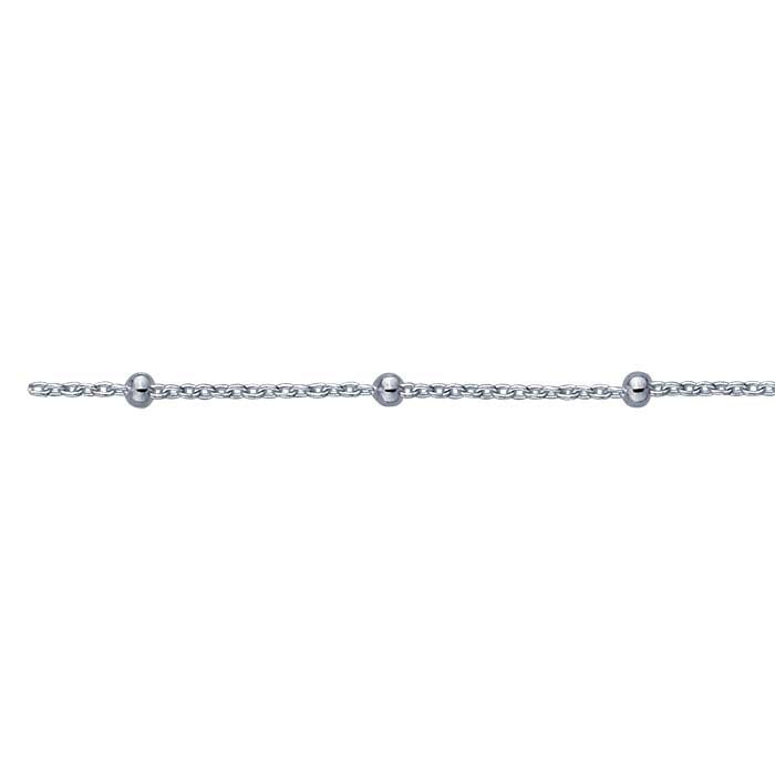 Sterling Silver 1mm Cable Chain with 2mm Round Beads