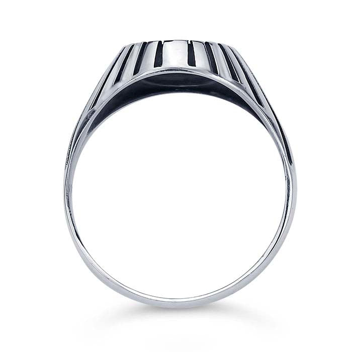 Sterling Silver Ridged 12 x 10mm Oval Cabochon Ring Mounting