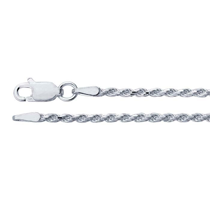 Sterling Silver 1.85mm Diamond-Cut French Rope Chain