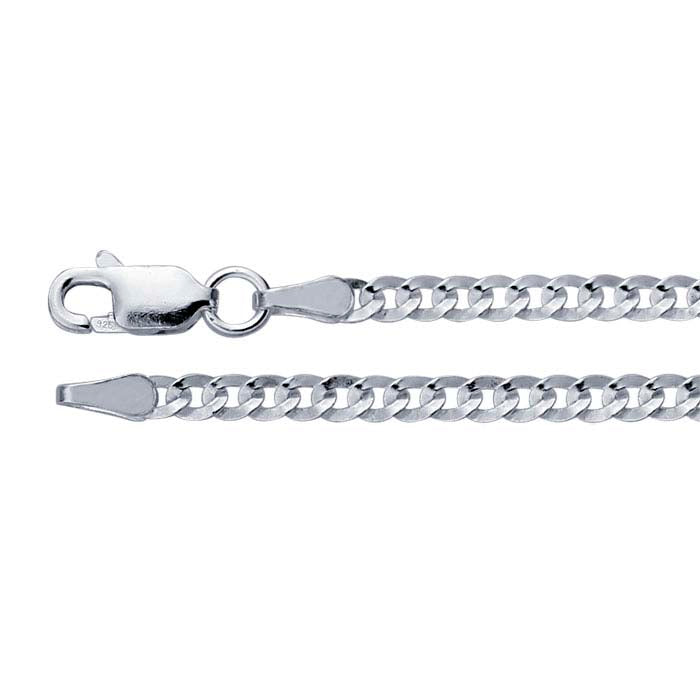 Sterling Silver 2.8mm Flat Curb Chain
