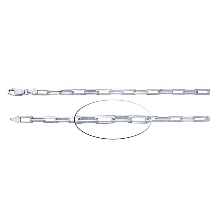 Sterling Silver 4mm Beveled Long Box Chain