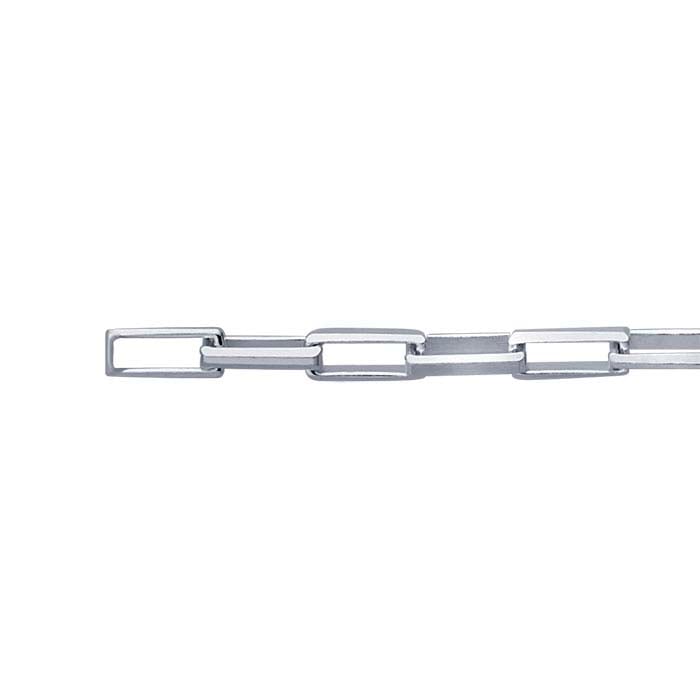Sterling Silver 4mm Beveled Long Box Chain, By the Foot
