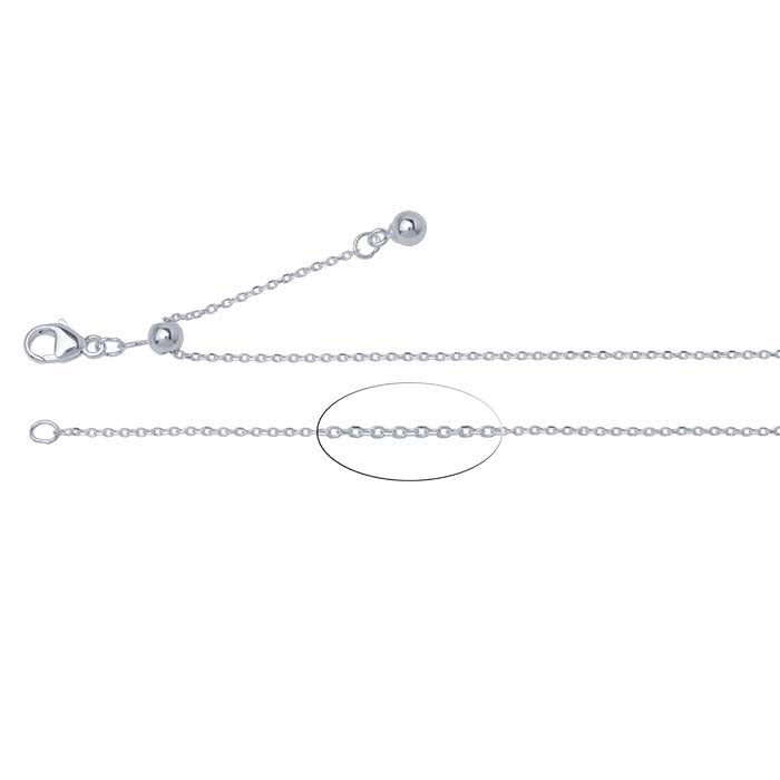 Sterling Silver 1mm Cable Chain Necklace, Adjustable