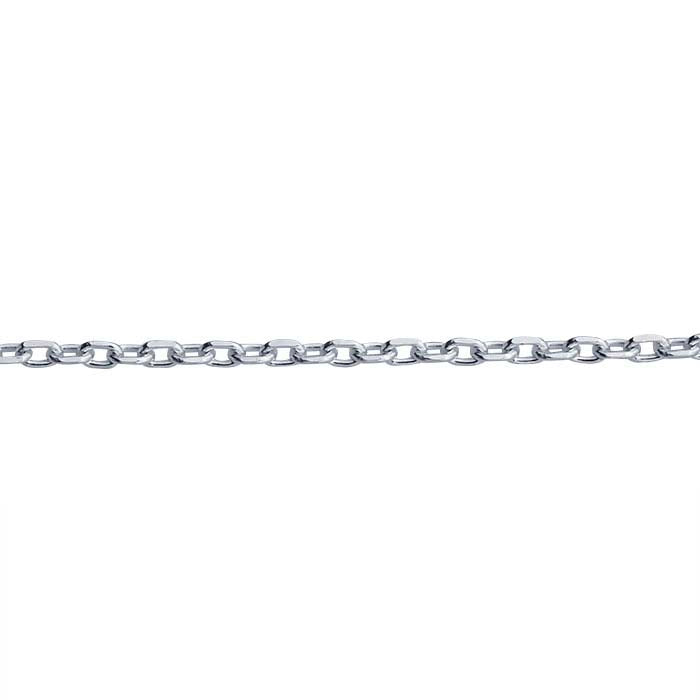 Sterling Silver 1.4mm Beveled Cable Chain Necklace, Adjustable