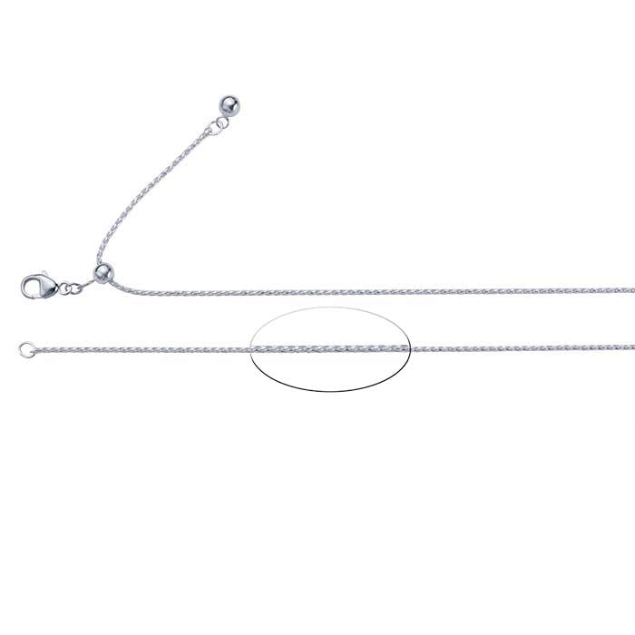 Sterling Silver 1mm Diamond-Cut Wheat Chain Necklace, Adjustable