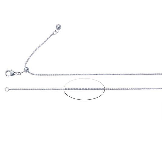 Sterling Silver 1mm Diamond-Cut Wheat Chain Necklace, Adjustable