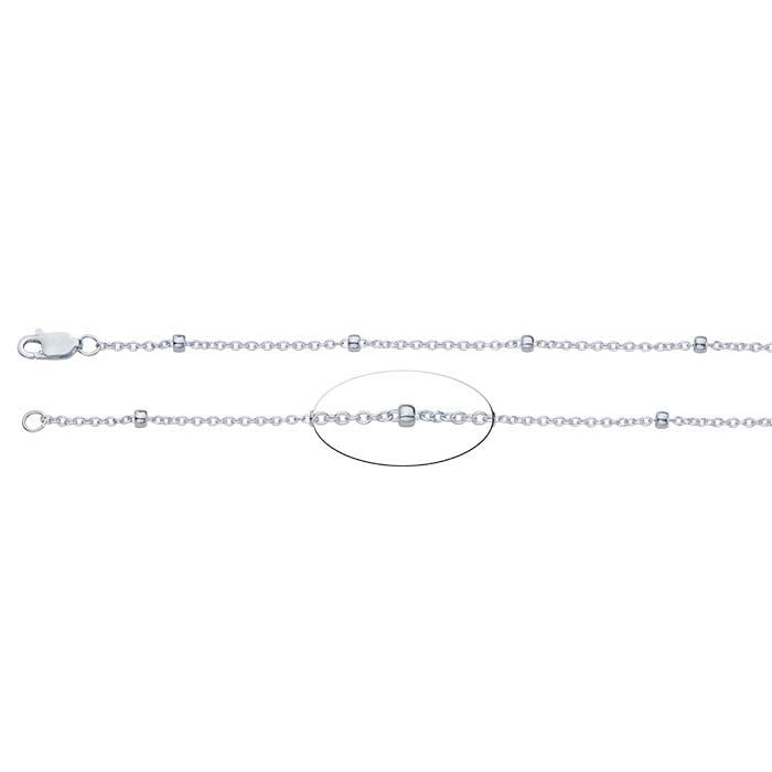 Sterling Silver 1.55mm Cable Chain with 2.7mm Beads