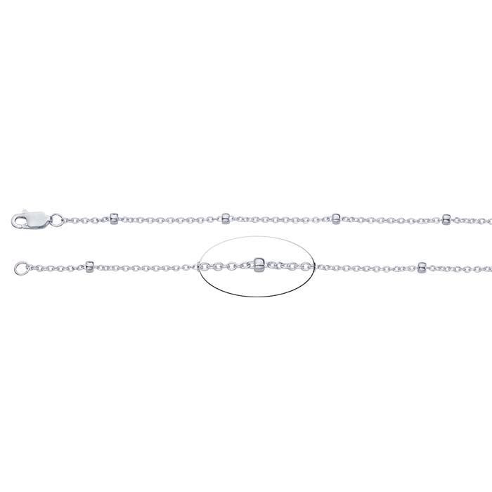 Sterling Silver 1.55mm Cable Chain with 2.7mm Beads