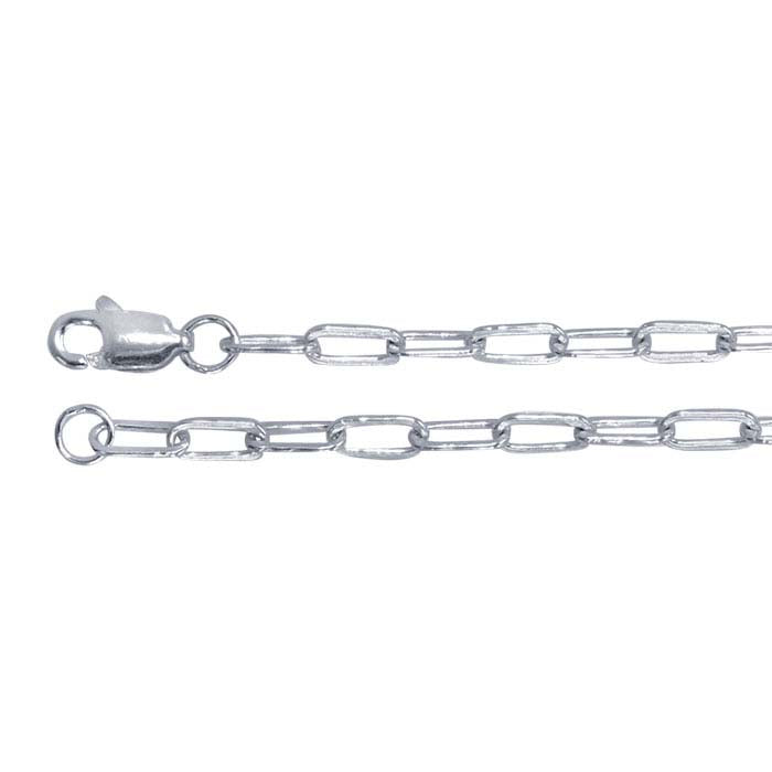 Sterling-hopea 2,6 mm litteä ovaalinen kaapeliketju