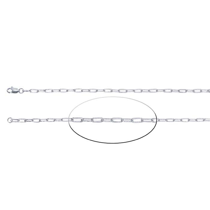 Sterling-hopea 2,6 mm litteä ovaalinen kaapeliketju