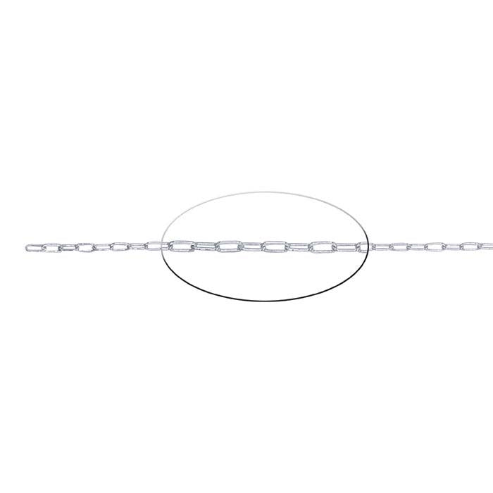 Sterling sølv 2,6 mm flat oval kabelkjede, per fot