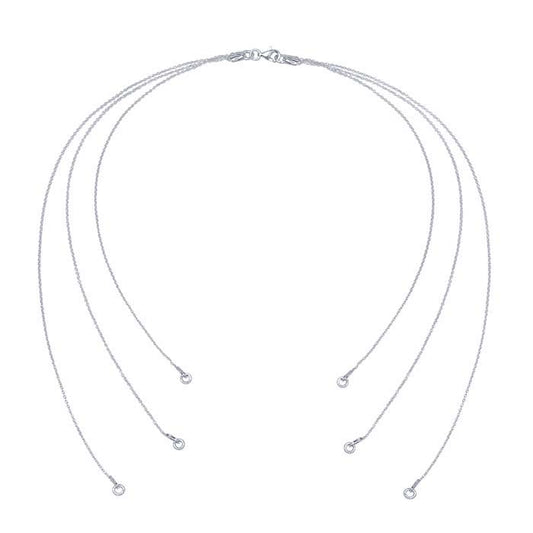 Sterling Silver 1mm Oval Cable Chain Tiered Three-Strand Necklace Component