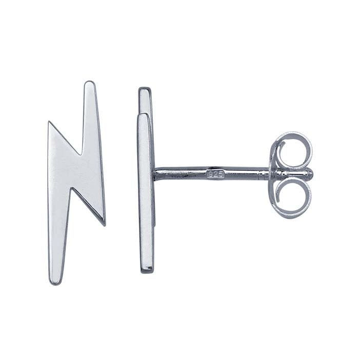 Sterling Silver Lightning Bolt Post Earrings