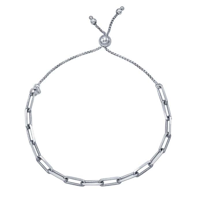 Sterling Silver Paperclip Cable Chain Bracelet, Adjustable