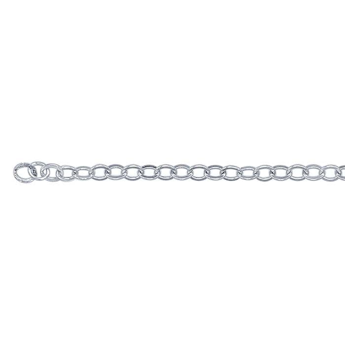 アージェンティウム®シルバー 1.2mm フラットオーバルケーブルチェーン、フィート単位販売
