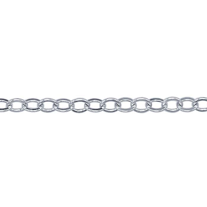 アージェンティウム®シルバー 1.2mm フラットオーバルケーブルチェーン、フィート単位販売