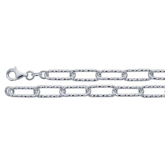 Sterling Silver 6mm Diamond-Cut Oval Cable Chain
