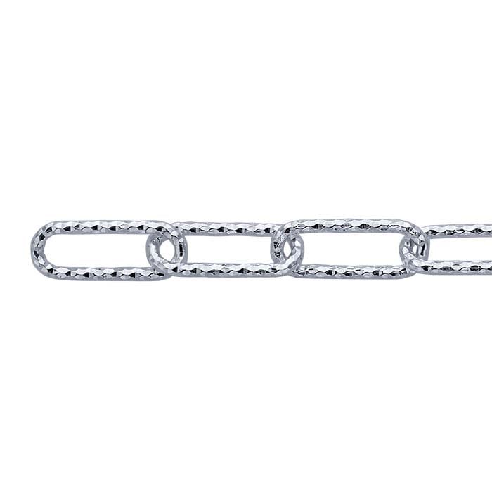 Sterling Silver 6mm Diamond-Cut Oval Cable Chain, By the Foot