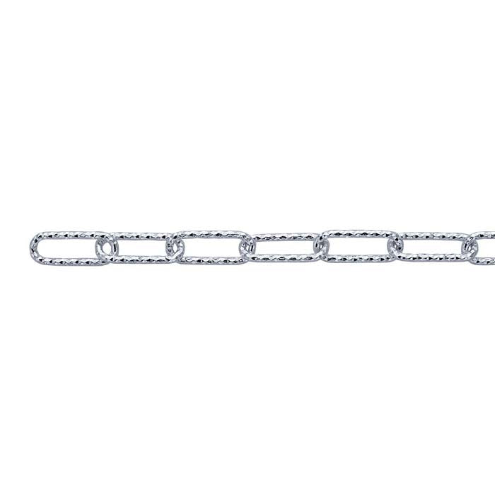 Sterling Silver 6mm Diamond-Cut Oval Cable Chain, By the Foot