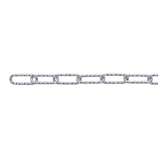Sterling Silver 6mm Diamond-Cut Oval Cable Chain, By the Foot