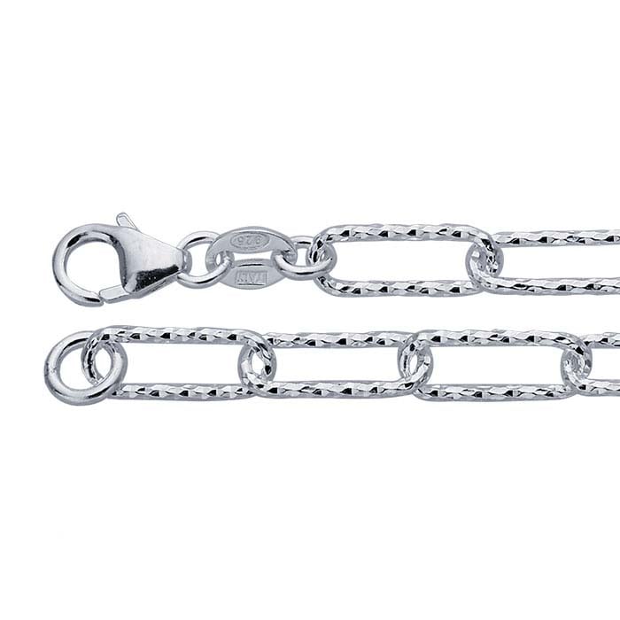 Sterling Silver Diamond-Cut Oval Cable Chain