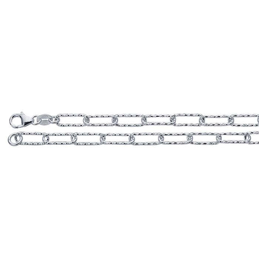 Sterling Silver 4.4mm Diamond-Cut Oval Cable Chain