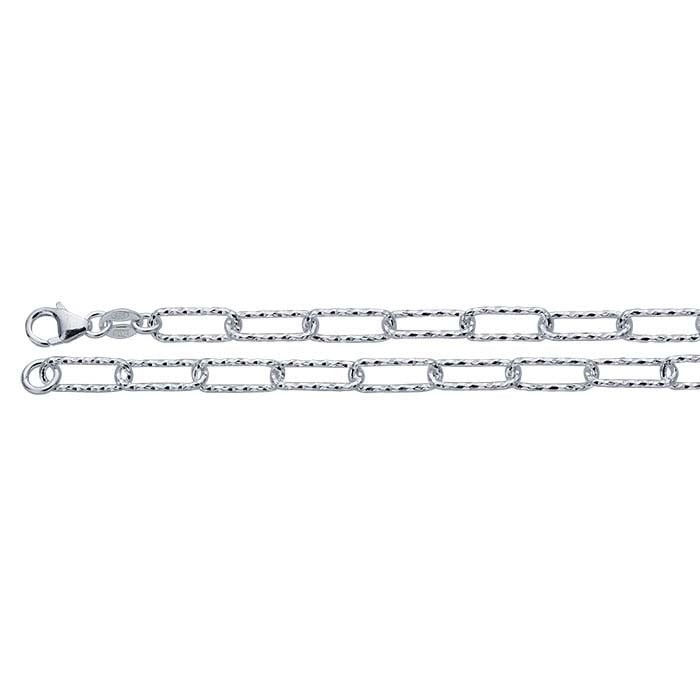 Sterling Silver Diamond-Cut Oval Cable Chain