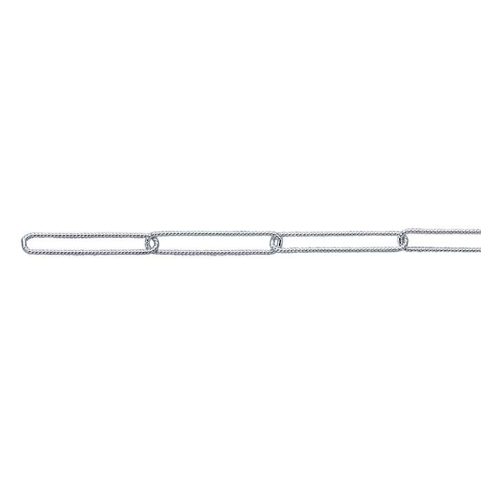 Sterling Silver 4mm Twist Pattern Oval Cable Chain, By the Foot