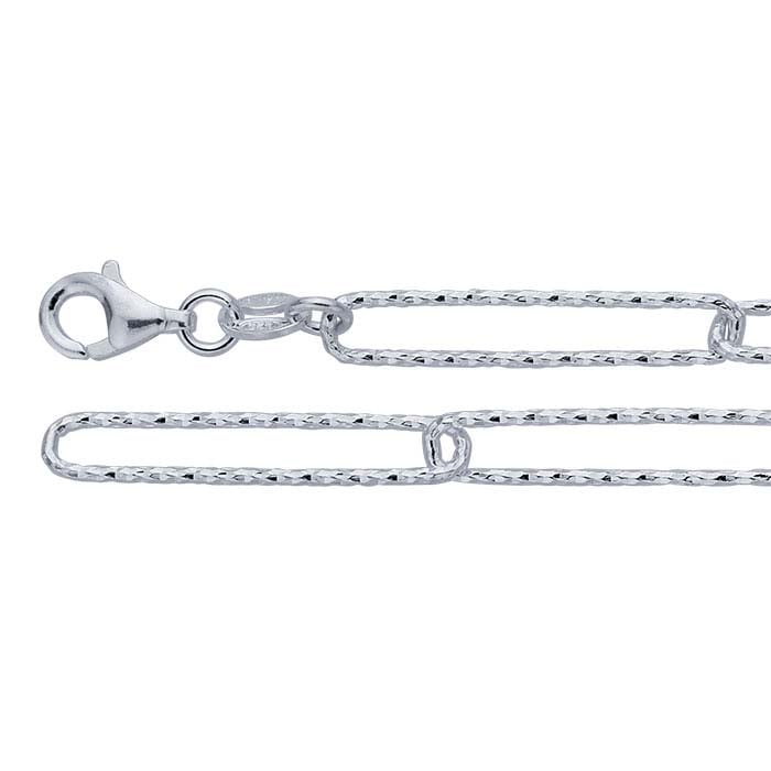 Sterling Silver 4.4mm Diamond-Cut Cable Chain