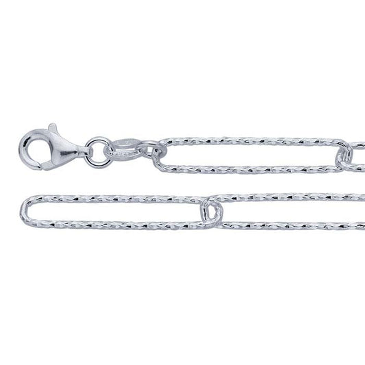 Sterling Silver 4.4mm Diamond-Cut Cable Chain