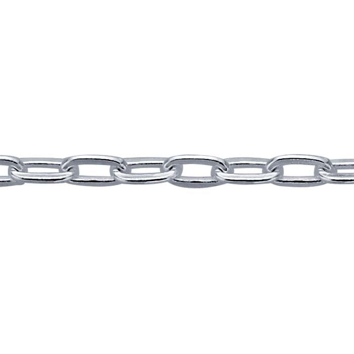 Sterling Silver 1,8 mm Platt Oval Kabelkedja, Per Fot