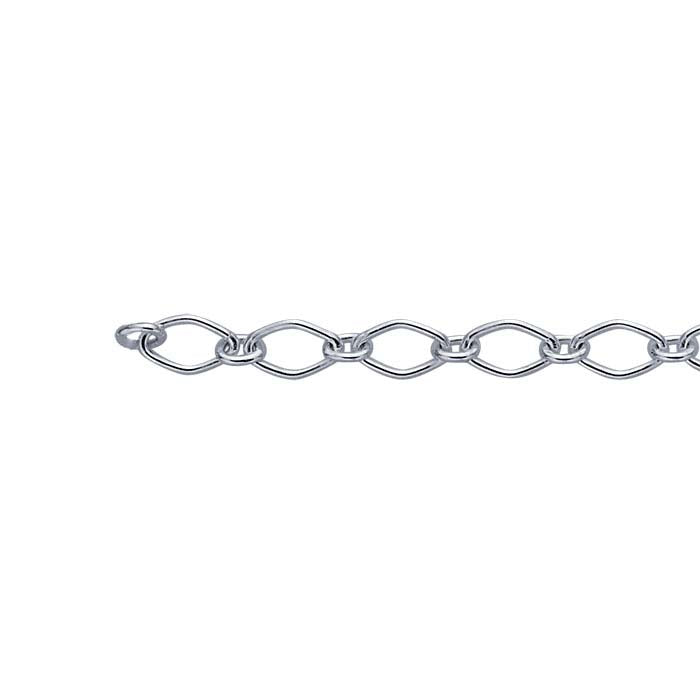 Cadena larga y corta de plata de ley de 3 mm con eslabones marquesa, por pie