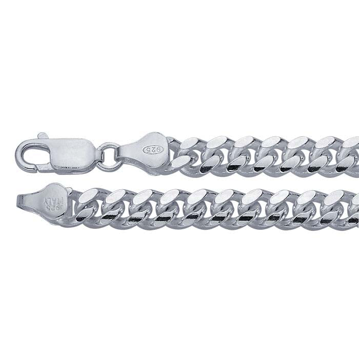 Cadena Cubana de Miami Biselada de Plata de Ley 6.3mm