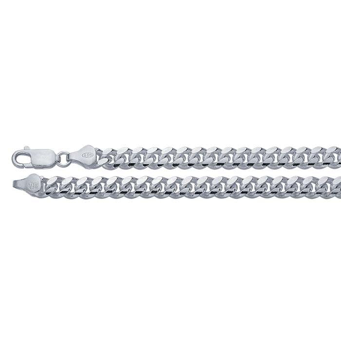 Cadena Cubana de Miami Biselada de Plata de Ley 6.3mm