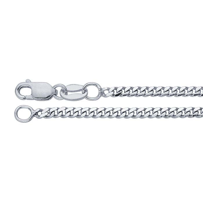 Sterling Silver 2mm Beveled Miami Cuban Chain