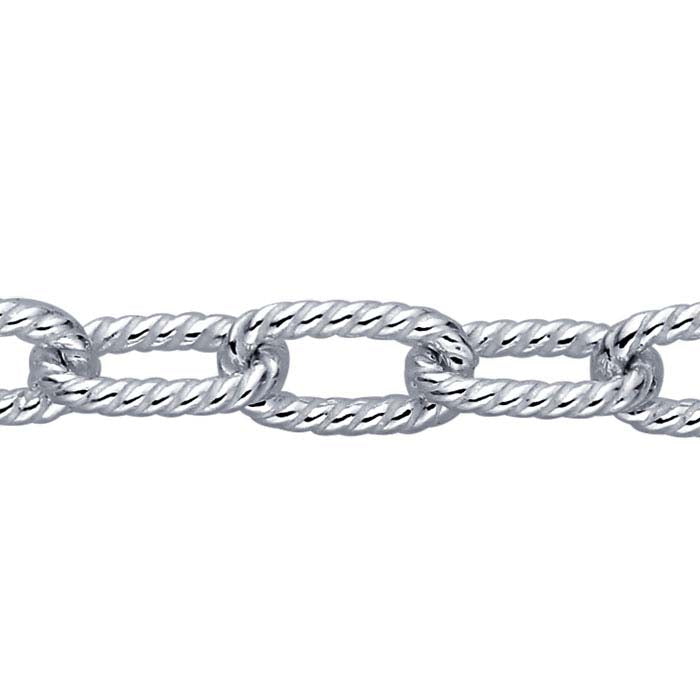 Sterling Silver 4.6mm Twisted Oval Cable Chain, By the Foot