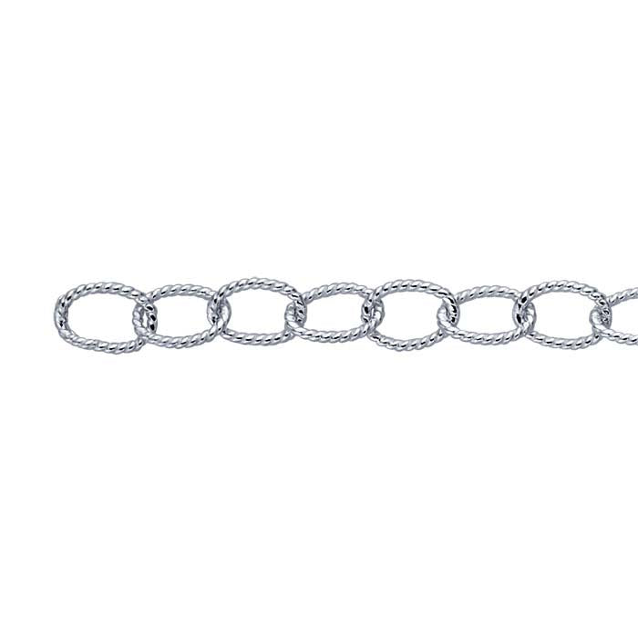 Sterling Silver 5.3mm Twisted Oval Cable Chain, By the Foot