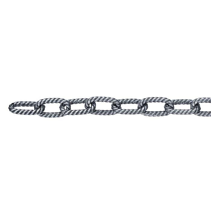 Sterling Silver Oxidized 4.6mm Twisted Oval Cable Chain, By the Foot