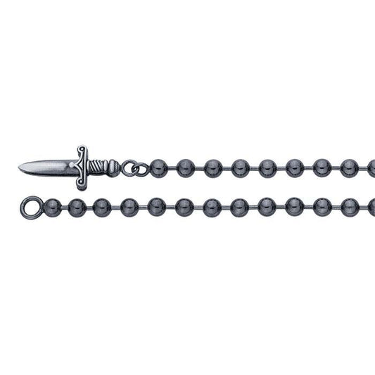 Sterling Silver Black Ruthenium-Plated 5mm Bead Chain