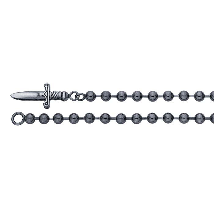 Sterling Silver Black Ruthenium-Plated 5mm Bead Chain