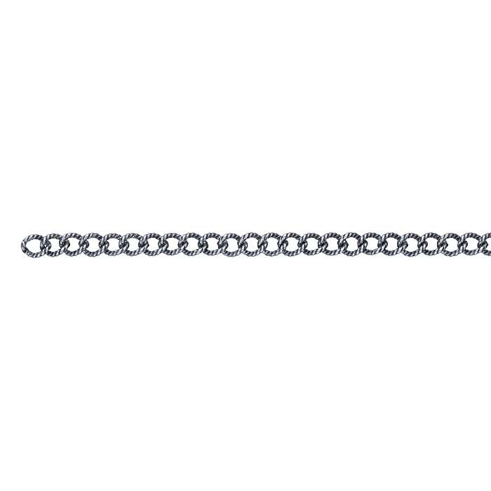 Sterling Silver Oxidized 4.4mm Pattern Curb Chain, By the Foot