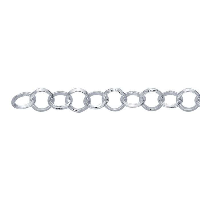 Sterling Silver 5.4mm Triangle Wire Round Rolo Chain, By the Foot