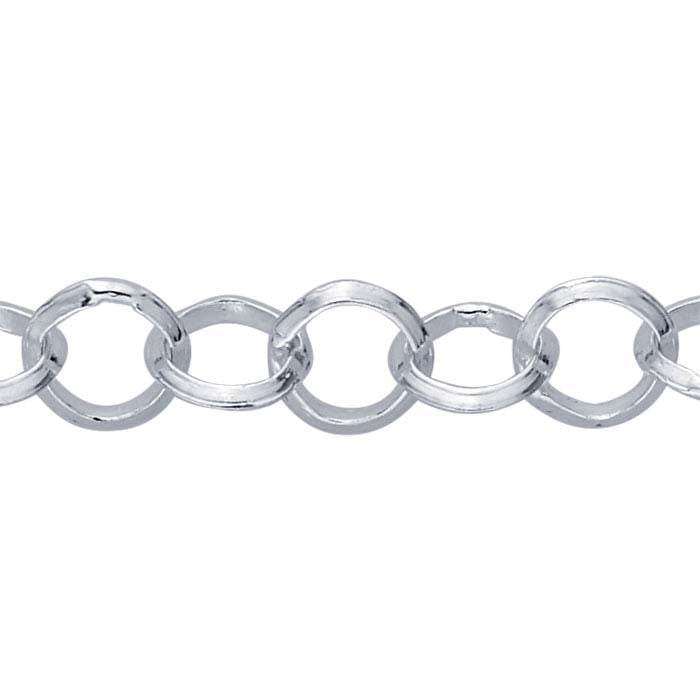 Sterling Silver 5.4mm Triangle Wire Round Rolo Chain, By the Foot
