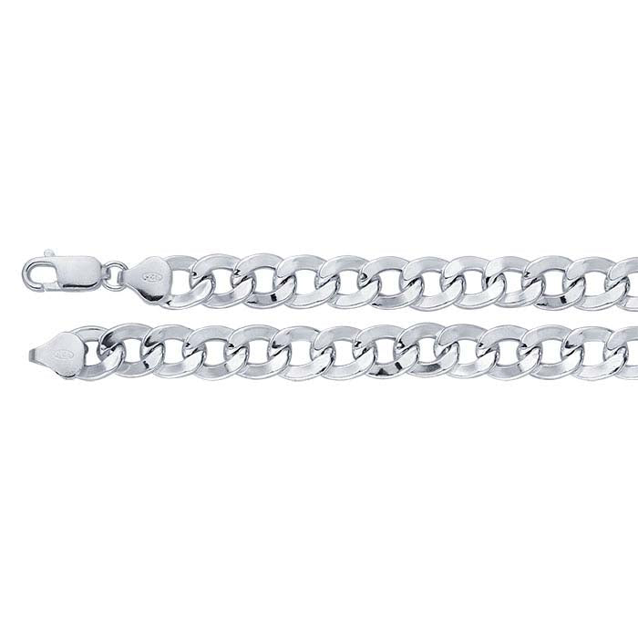 Sterling Silver 8.6mm Hollow Curb Chain Bracelet